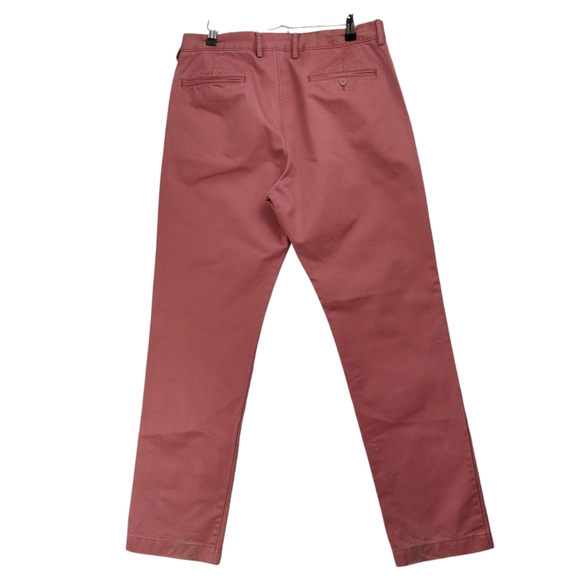J Crew Broken In Chino Pants Mens 33 x 32 Salmon Faded Red Urban Slim Cotton - Picture 2 of 13